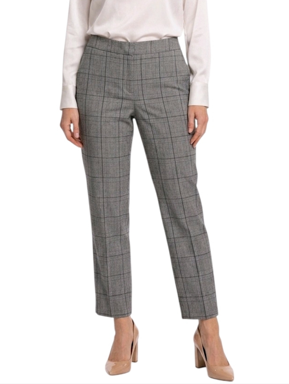 Banana Republic Sloan Gray Plaid Cropped Skinny Dress Pants Size 12